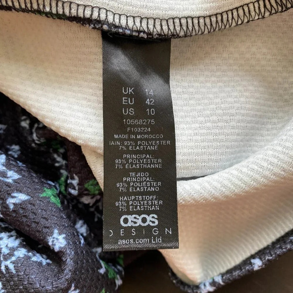 ASOS Women's Sz 10 Tall Balloon Sleeve Floral Print Ruffle Shift Mini Dress Navy - Picture 16 of 16